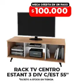 Supermayorista Vital Rack tv centro estant 3 div c/est 55" oferta