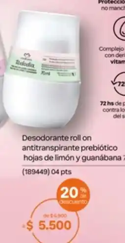 Natura Tododia desodorante roll on antitranspirante prebiótico hojas de limón y guanábana oferta