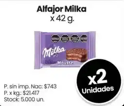 Changomas Milka alfajor mousse oferta