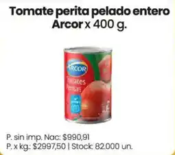 Changomas Arcor tomate perita pelado entero oferta