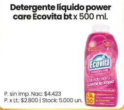 Changomas Ecovita detergente liquido power care oferta