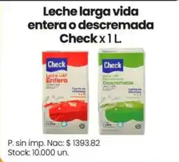 Changomas Check leche larga vida entera o descremada oferta