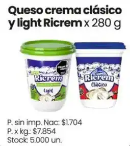 Changomas Ricrem queso crema clásico y light oferta