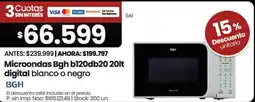 Changomas Bgh microondas b120db20 20lt digital blanco o negro oferta