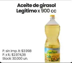Changomas Legítimo aceite de girasol oferta