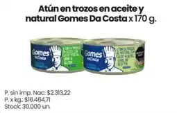 Changomas Gomes Da Costa atún en trozos en aceite y natural oferta