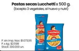 Changomas Lucchetti pastas secas oferta