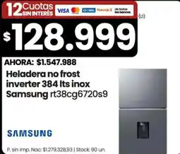 Changomas Samsung heladera no frost inverter 384 lts inox oferta