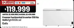 Changomas Gafa freezer horizontal inverter 510 lts oferta