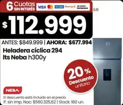 Changomas Its Neba heladera cíclica 294 h300y oferta