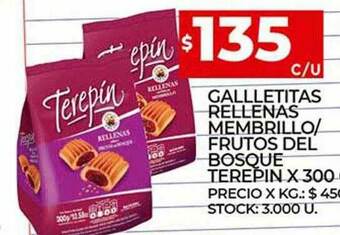 Supermercados DIA Galletitas Rellenas Membrillo Frutos Del Bosque Terepin oferta