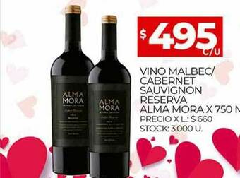 Supermercados DIA Vino Malbec Cabernet Sauvignon Reserva Alma Mora oferta