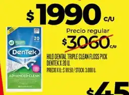 Supermercados DIA Dentek hilo dental triple clean floss pick oferta