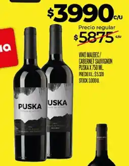 Supermercados DIA Puska vino malbec cabernet sauvignon oferta