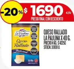 Supermercados DIA La paulina queso rallado oferta