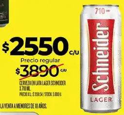 Supermercados DIA Schneider cerveza en lata lager oferta
