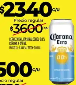 Supermercados DIA Corona cero cerveza en lata sin alcohol oferta