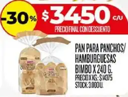 Supermercados DIA Bimbo pan para panchos/hamburguesas oferta