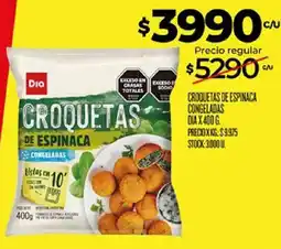 Supermercados DIA Dia croquetas de espinaca oferta