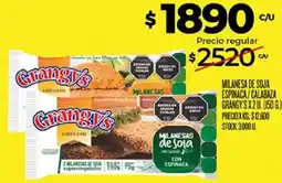 Supermercados DIA Grangy's milanesas de soja tipo cheddar con espinaca oferta