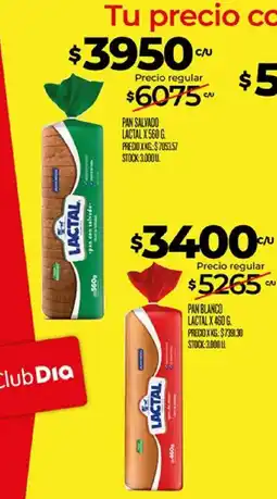 Supermercados DIA Lactal pan salvado oferta