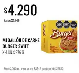 Supermercados Tadicor Burger swift medallón de carne oferta