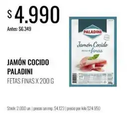 Supermercados Tadicor Paladini jamón cocido fetas finas oferta