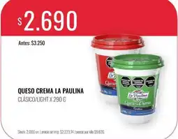Supermercados Tadicor La paulina queso crema clásico/light oferta