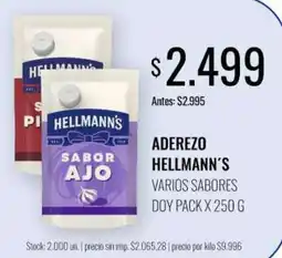 Supermercados Tadicor Hellmann's aderezo varios sabores oferta