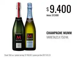 Supermercados Tadicor Champagne Mumm varietales oferta