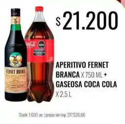 Supermercados Tadicor Fernet brana aperitivo + gaseosa coca cola oferta