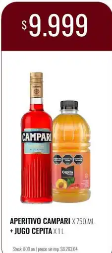 Supermercados Tadicor Campari aperitivo + jugo cepita oferta