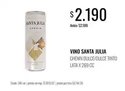 Supermercados Tadicor Santa julia vino chenin dulce/dulce tinto oferta