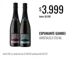 Supermercados Tadicor Gambei espumante varietales oferta
