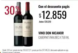 Supermercados Tadicor Don nicanor vino cabernet/malbec oferta