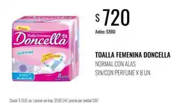 Supermercados Tadicor Doncella toalla femenina normal con alas oferta