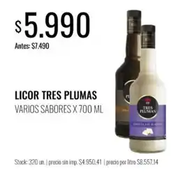Super MAMI Tres plumas licor varios sabores oferta