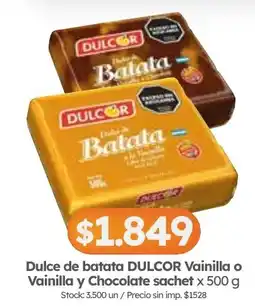 Cordiez Dulcor dulce de batata vainilla o vainilla y chocolate sachet oferta