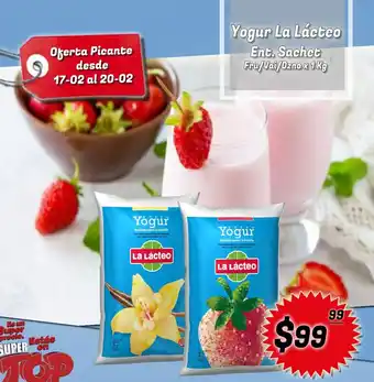 Supermercados Top Yogur La Lácteo Ent. Sachet Fru/Vai/Dzno x 1 kg oferta