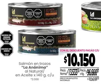La anonima salmón en trozos al natural