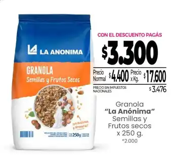 La anonima granola semillas y frutos secos