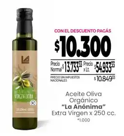 La Anonima La anónima aceite oliva orgánico extra virgen oferta