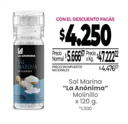 La Anonima La anónima sal marina en grano oferta