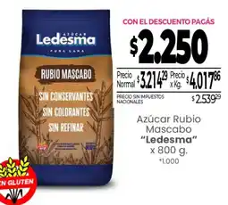 La Anonima Ledesma azúcar rubio mascabo oferta