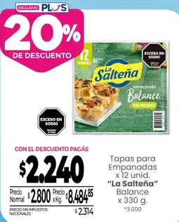 La Anonima La saltena tapas para empanadas oferta