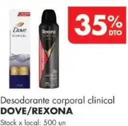 Disco Dove/Rexona desodorante corporal clinical oferta