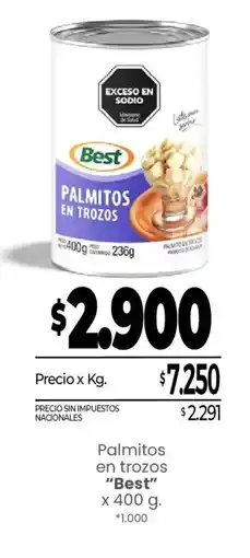 La Anonima Best palmitos en trozos oferta