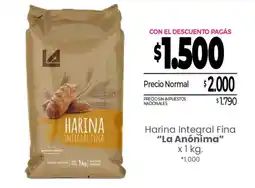La Anonima La anónima harina integral fina oferta