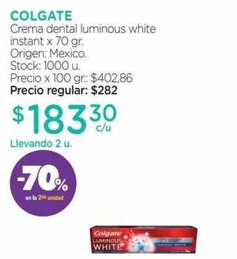 Farmacity Colgate crema dental luminous white instant x 70 gr oferta