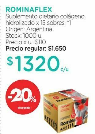 Farmacity Rominaflex suplemento dietario colágeno hidrolizado x 15 sobres oferta